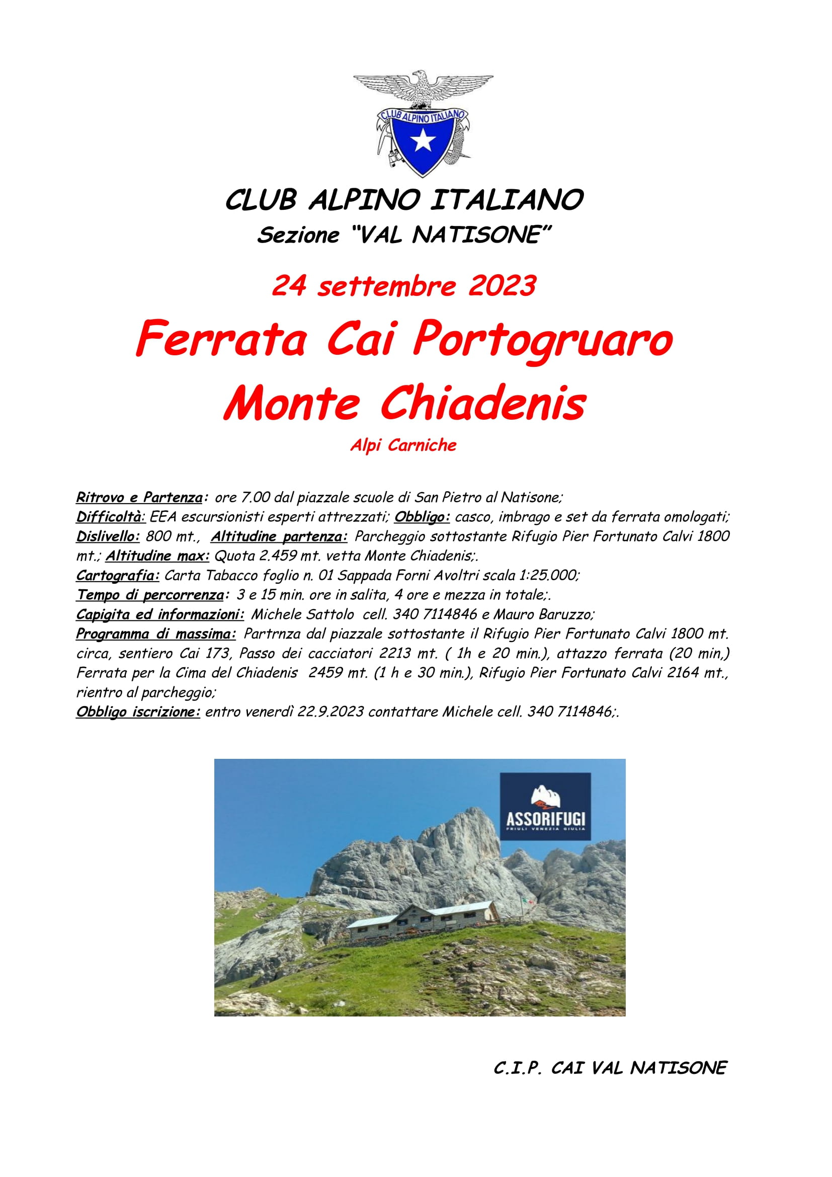 Ferrata Cai Portogruaro Monte Chiadenis 1