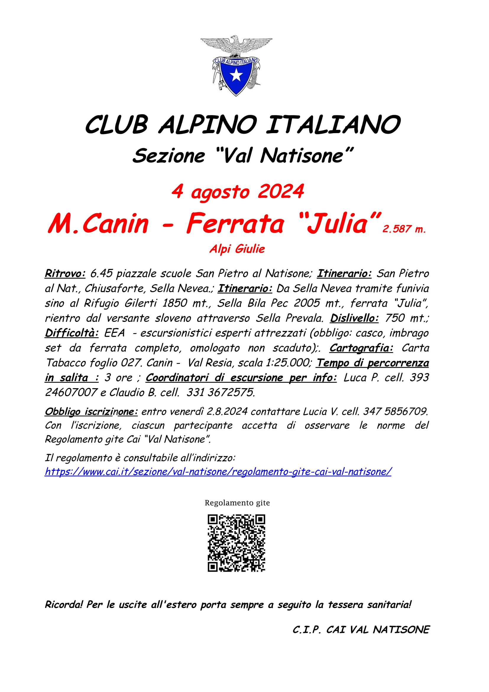 Monte Canin Ferrata Julia 1